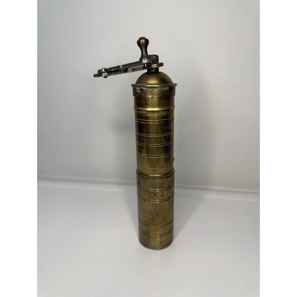 Vintage Brass Turkish Coffee Grinder Hand Crank Mill Spice Pepper Grinder